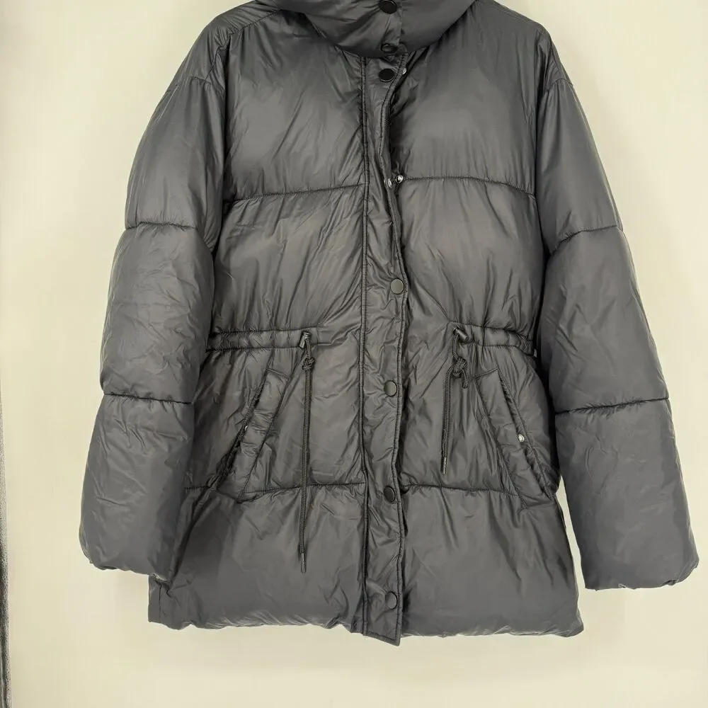ABERCROMBIE & FITCH Air Cloud Hooded Puffer Parka Jacket Black Women Size M